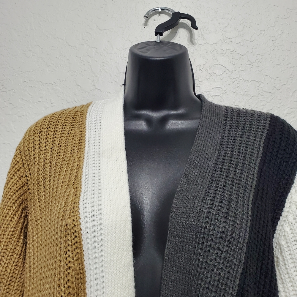 Fortune & Ivy Women's Colorblock Open Front Cardigan Sweater Size Large - Picture 7 of 12